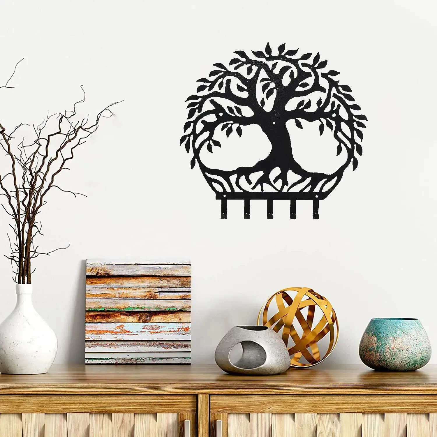 

Crafts CIFBUY Decorative Wall Mounted Tree Of Life Shaped Coat Hooks Hanger Hook Iron Crafts Key holder Coat Rack Decor Hook