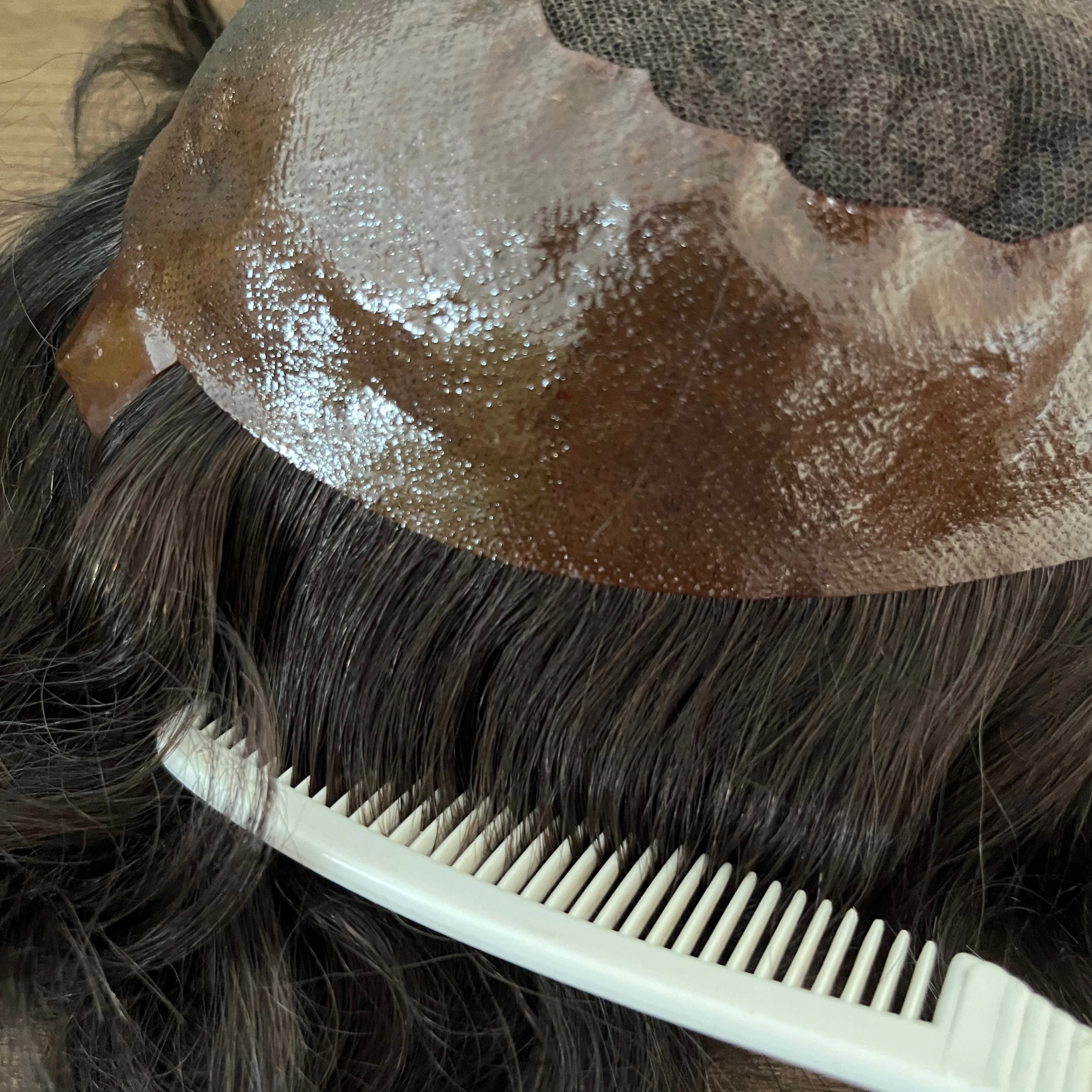 

Удобные мужские волосы Q6, швейцарские кружевные и искусственные базовые мужские парики, парик для мужчин, плотность 120% # 4-х средне-коричневый мужской парик, система человеческих волос