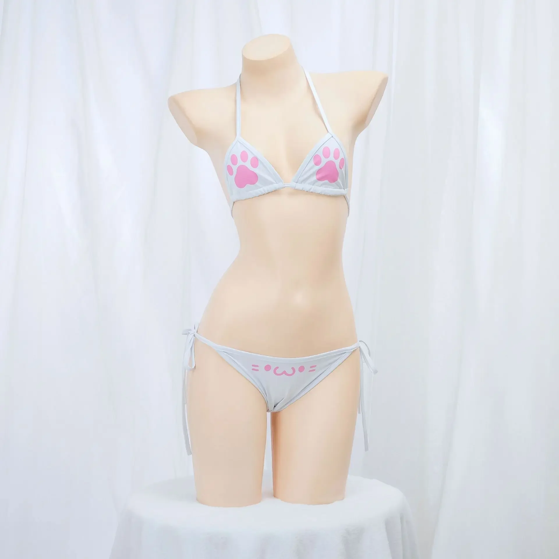 Anime Katze Pfote Bikini Set Katze Mädchen Cosplay Kostüm Verband Backless Badeanzug Nette Mädchen Unterwäsche Rolle Spielen Dessous Frauen Outfits