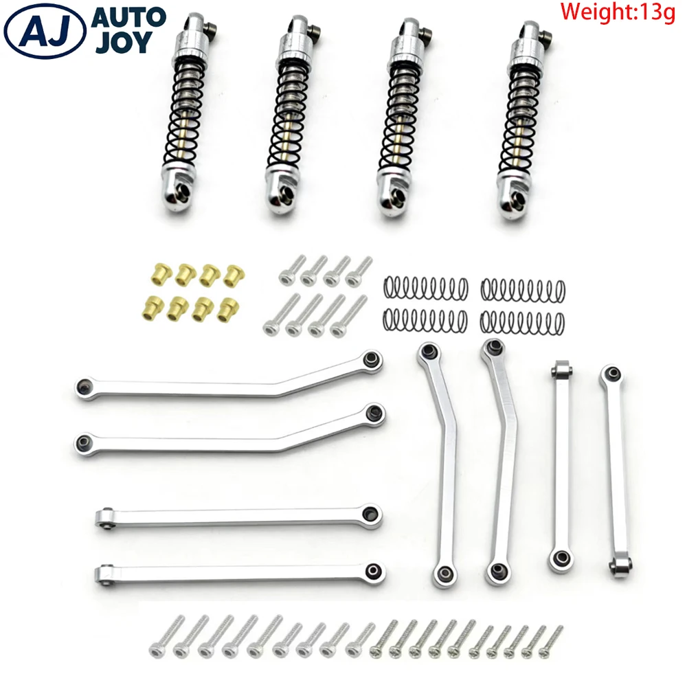 

AUTO JOY Aluminum Silver Skid Link Rods & 25mm Shock Absorber Upgrade Parts for SCX30 Cars, 8pcs Link Rods + 4pcs Shocks Set