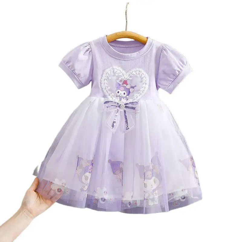 تنورة الأميرة سانريوس كورومي صيفية حلوة بأكمام قصيرة للأطفال نمط جديد كارتوني على الطراز الكوري شبكي مريح متعدد الاستخدامات للفتيات