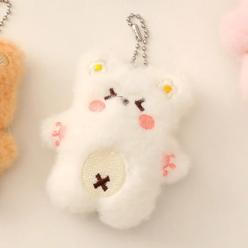 LLavero de peluche de dibujos animados para mujer, colgante con forma de conejo, oso, rubor, Kawaii, creativo, para mochila, 1 piezas