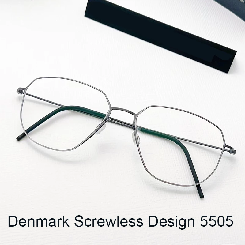 Denmark Brand Pure Titanium Polygon Glasses Frame Men Women 4g Ultralight Screwless Eyeglasses Design Fashion Luxury Eyewear