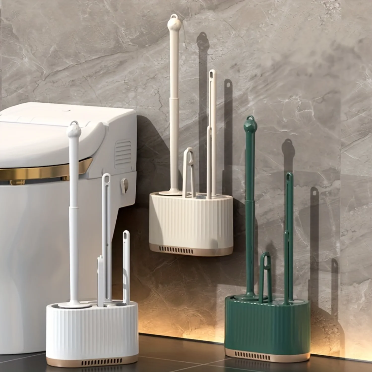 Luxe Toilet Brush Set - Wall-Mounted, Efficient Corner Cleaning Design, with  Rack - Ideal for Bathroom Maintenance Toilet brush