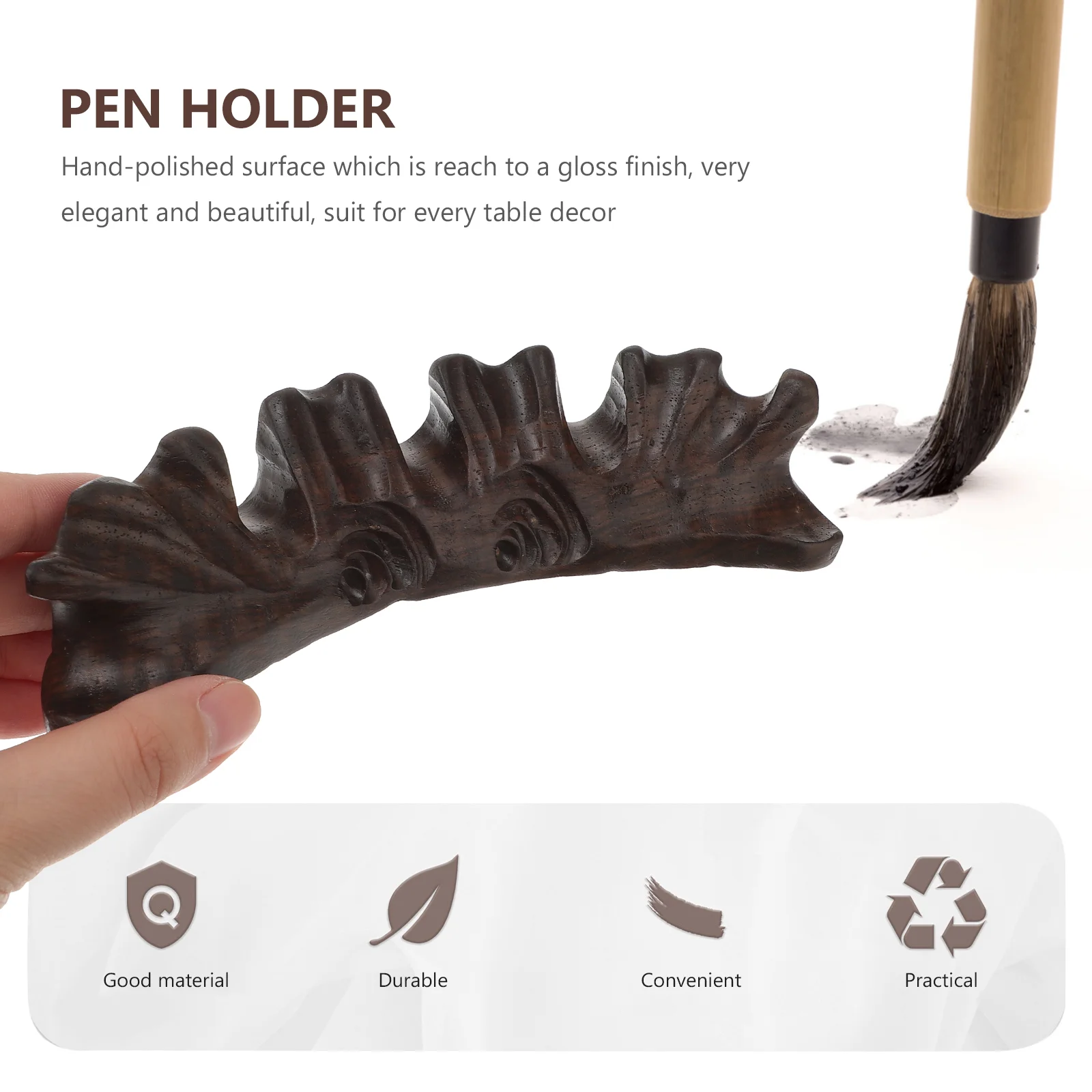 

1pc Brush Holder Pen Rack Root Carving Pen Rack Paperweight Random Style Wood Brush Holder Solid Ebony Pen Rack