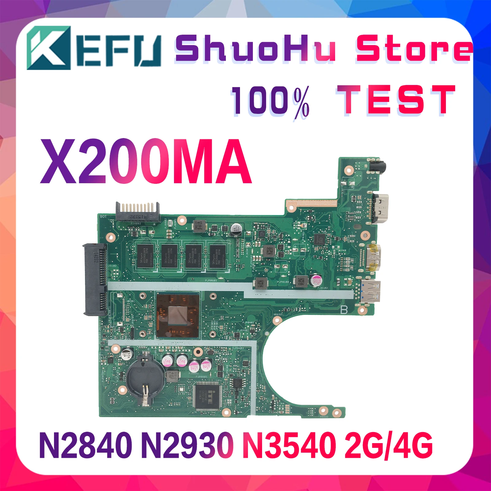 

X200MA Notebook Mainboard For ASUS F200MA F200M X200M Laptop Motherboard N2840/N2930/N3540 CPU 2GB/4GB RAM Full Function Work