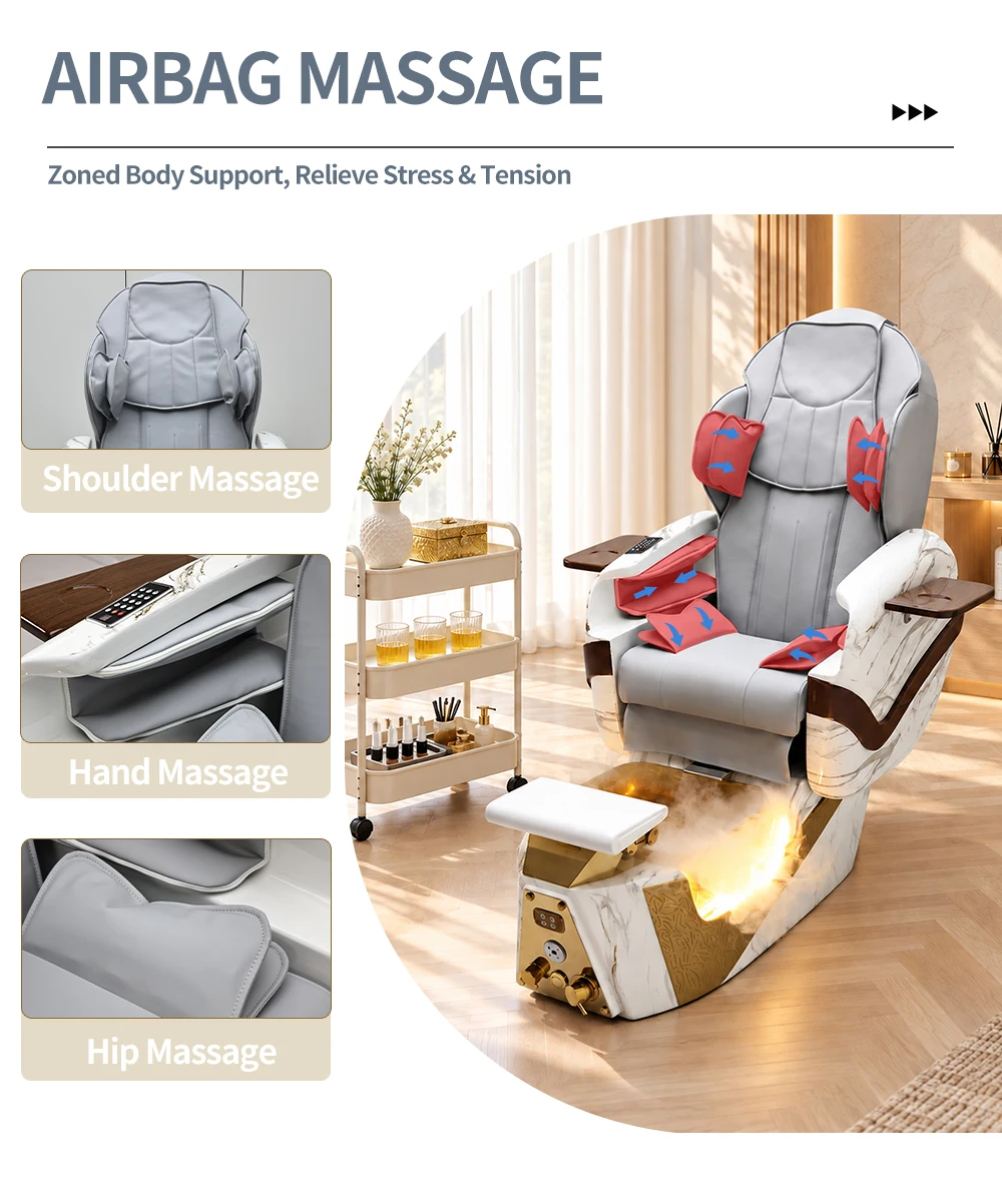 Luxuriöser Pediküre-Stuhl für Nagelstudios, mit elektrischer Rückenmassage, ausgestattet mit Surfpumpe und Abflusspumpe, individuell anpassbar. – Detail 6