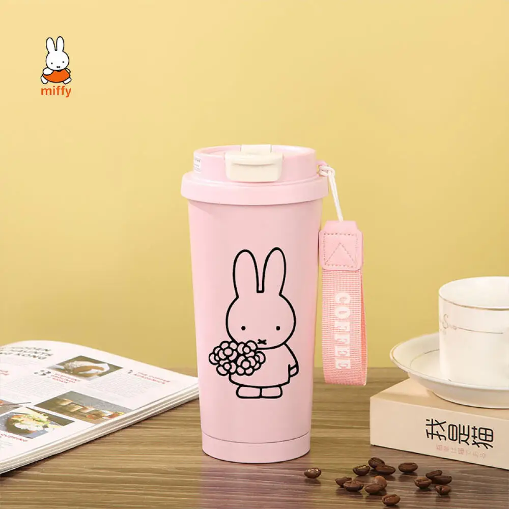 Miffy Kawaii cartoon Rabbit Insulated Tumbler With Rabbit Pattern Stainless Steel Thermal Cup Portable For Coffee Tea Daily Use