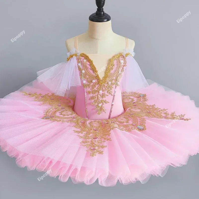 Costume da balletto professionale per ragazza blu rosa pancake principessa balletto vestito da ballo