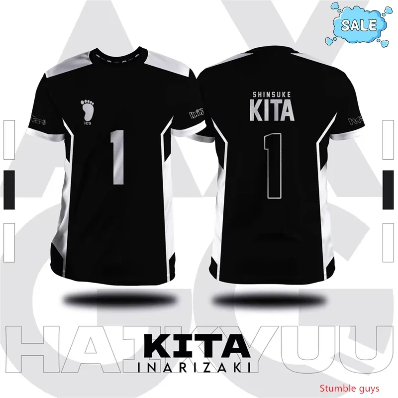 Haikyuu Nekoma Loose Fit Jersey T-shirt Anime Kuroo Tetsurou Kozume Volleyball Cosplay Sportswear Kids Boys Clothes