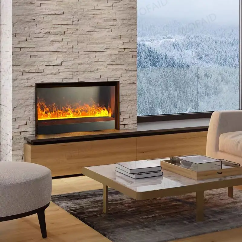 Indoor Decoration 3D Atomizing Fireplace Multicolor Flame APP Control Smart LED Embedded Steam Electric Fireplace