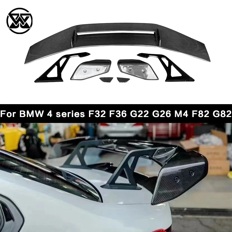 Carbon Fiber Rear Trunk Lid Wing Lip Splitter Cover For BMW 4 series F32 F36 G22 G26 M4 F82 G82 Spoiler Boot Tail Wing Body Kit