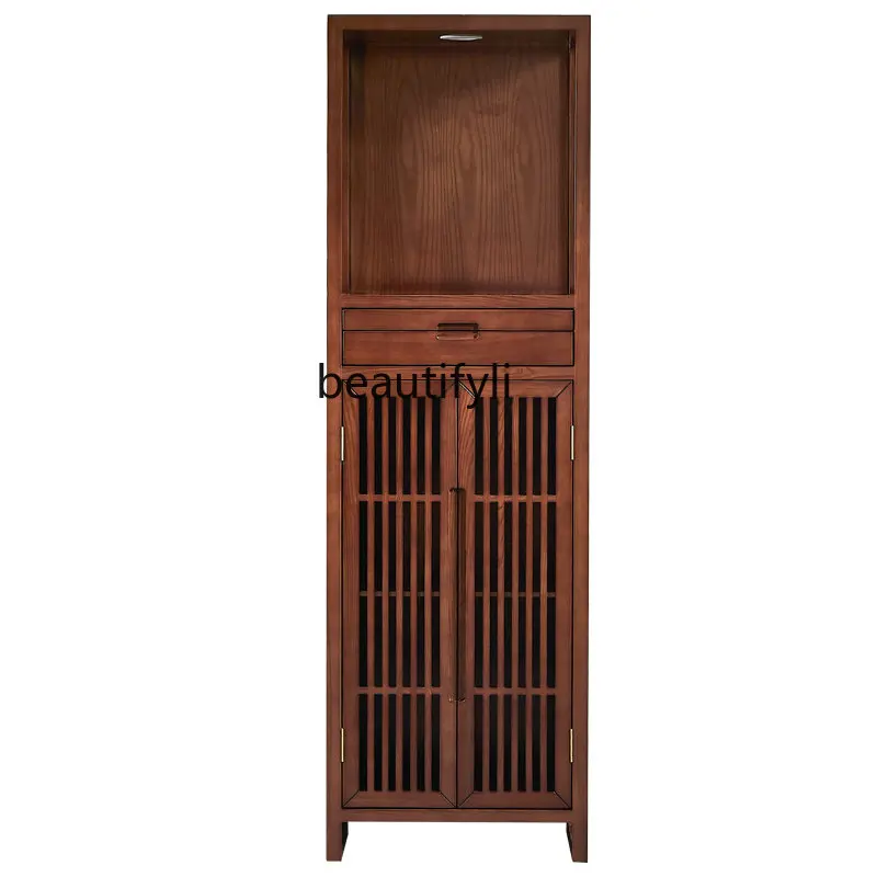 

xxzNew Chinese Style Solid Wood Buddha Niche Household Buddha Cabinet Altar Clothes Closet with Door Black Walnut