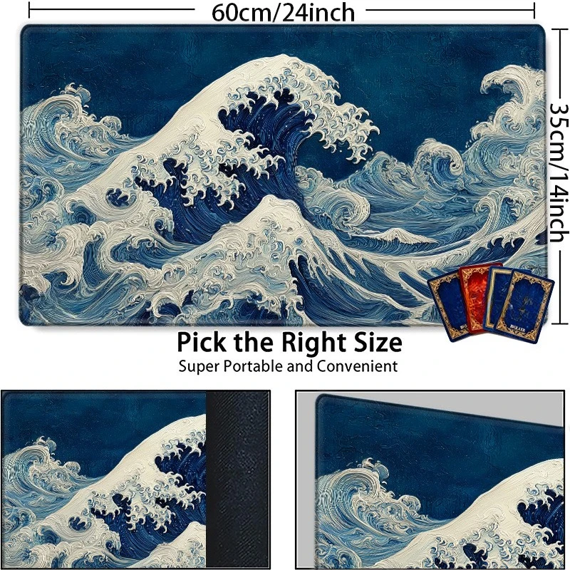 Kanagawa Suruga-ji Game Mat, compatible with collectible card games (CCG/TCG), featuring the sea wave pattern by Katsushika