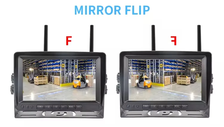 7 Inch Aluminum Forklift Camera System With Proximity Warning System & Red Laser Line IP69K 4CH AHD For 60V Forklifts