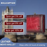 BULLCAPTAIN 2023 Classic RFID Blocking Men's Wallet Bifold Slim Wallets Multi-card Card Holder Genuine Leather Wallet Man 05