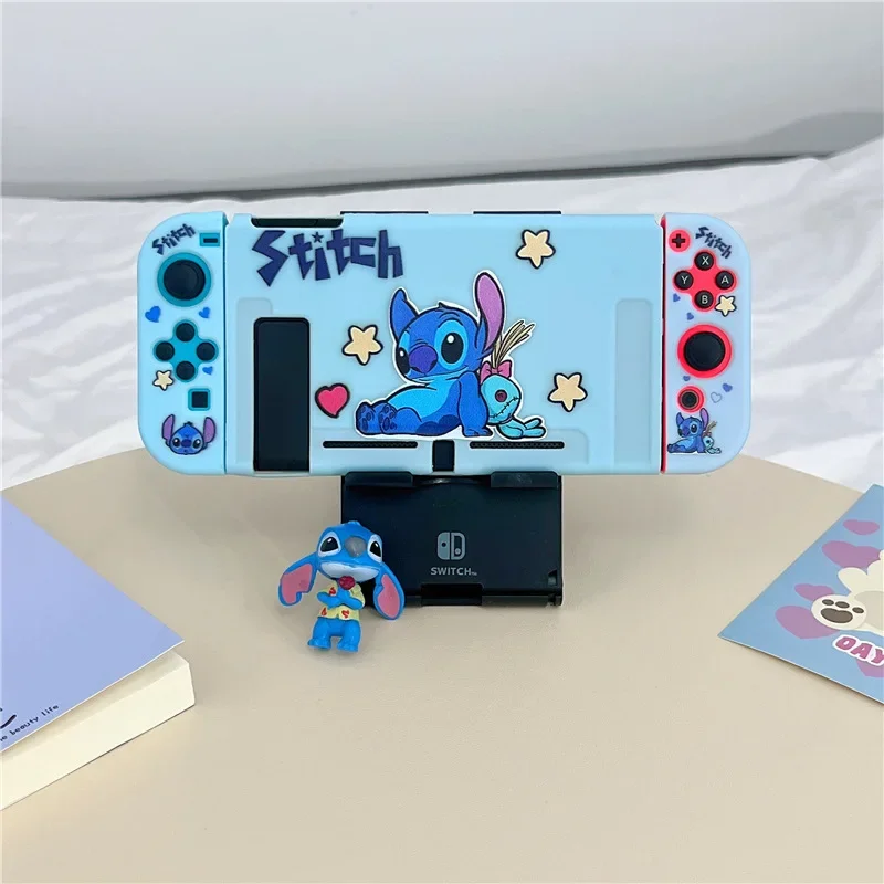 Stitch Hard Case Charging Dock Station Cover Protective Shell for Nintendo Switch Oled NS Console Crystal Protector Skin