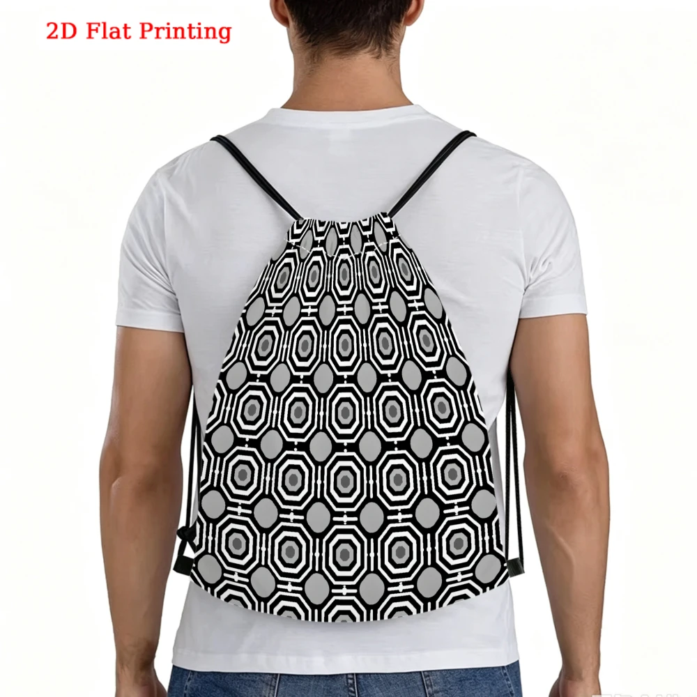 Geometric Hexagon & Circle Drawstring Backpack, Travel Shoe Bag, Fitness Sports Backpack, Outdoor Drawstring Bag