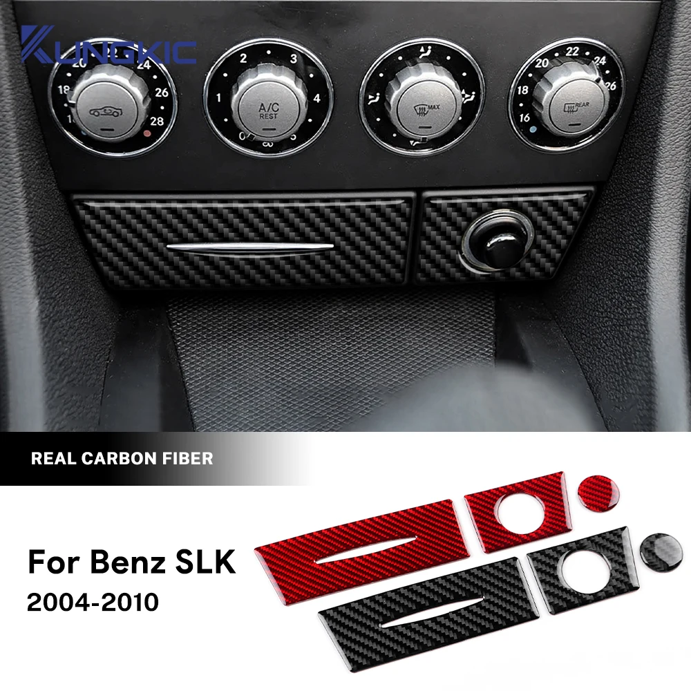 For Mercedes Benz SLK R171 2004 2005 2006 2007 2008 2009 2010 Car AC Storage Bottom Panel Real Soft Carbon Fiber Trim Sticker