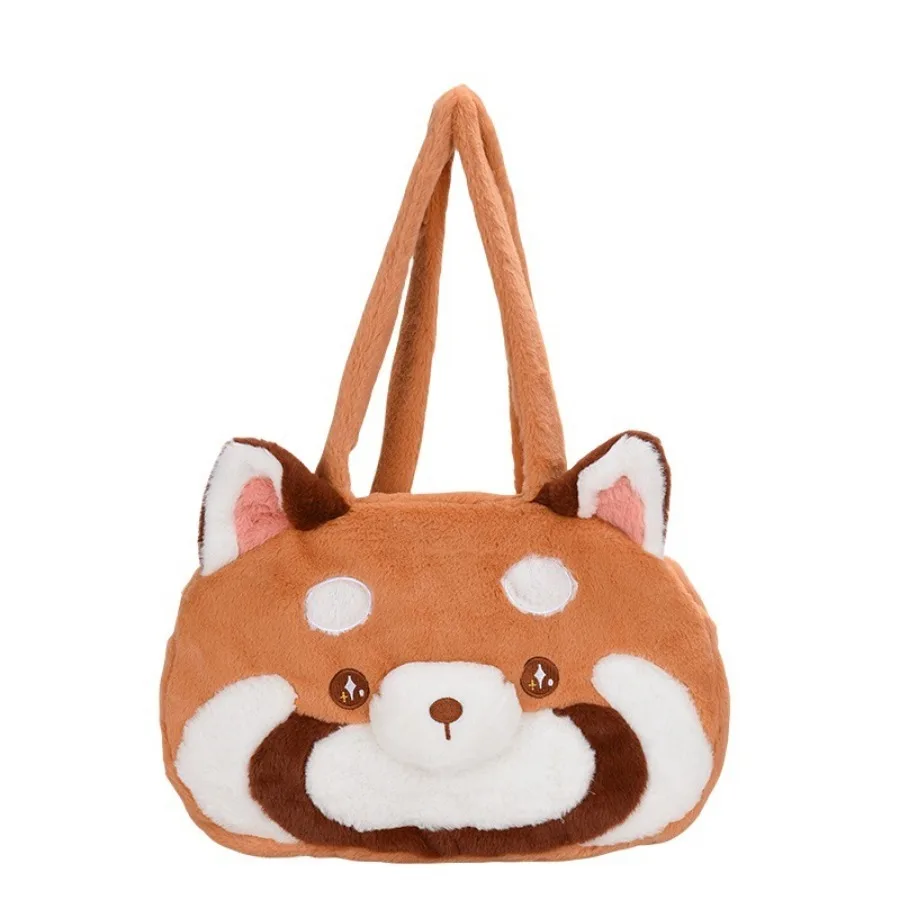 Red Panda Plush Bag Lovely Backpack Large Capacity Animal Shoulder Bag Cute Stuffed Doll Soft Red Panda Handbag for Travel