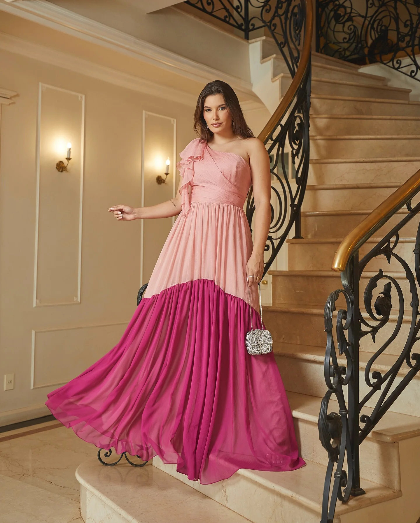 

Customized Delicate Chiffon A-Line One Shoulder Ruffles Evening Dress Sexy Sleeveless Floor Length فساتين سهرات