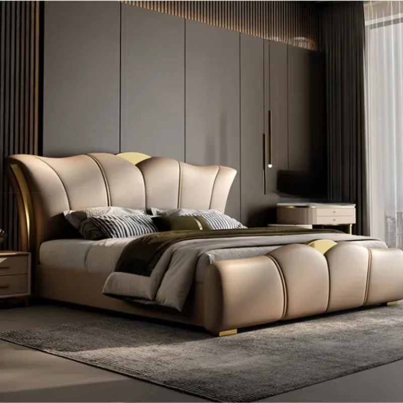 Headboard Frame Double Bed Queen Luxury Wooden King Size Room Double Bed Hotel Modern Letto Matrimoniale Bedroom Furniture