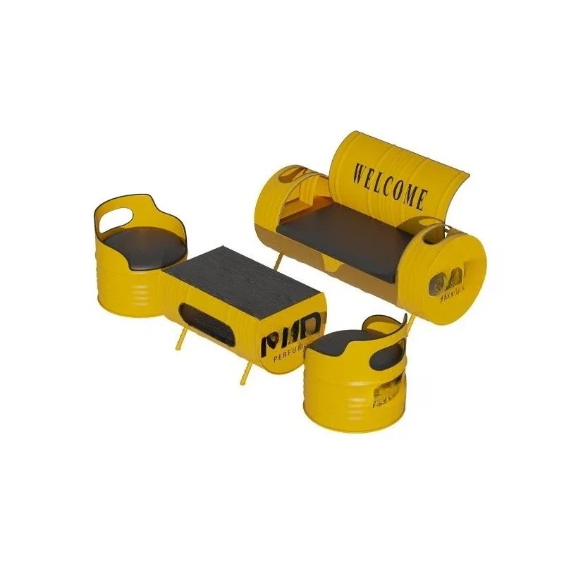 

Industrial style creative oil bucket sofa coffee table combination Internet celebrity business reception fitness lounge