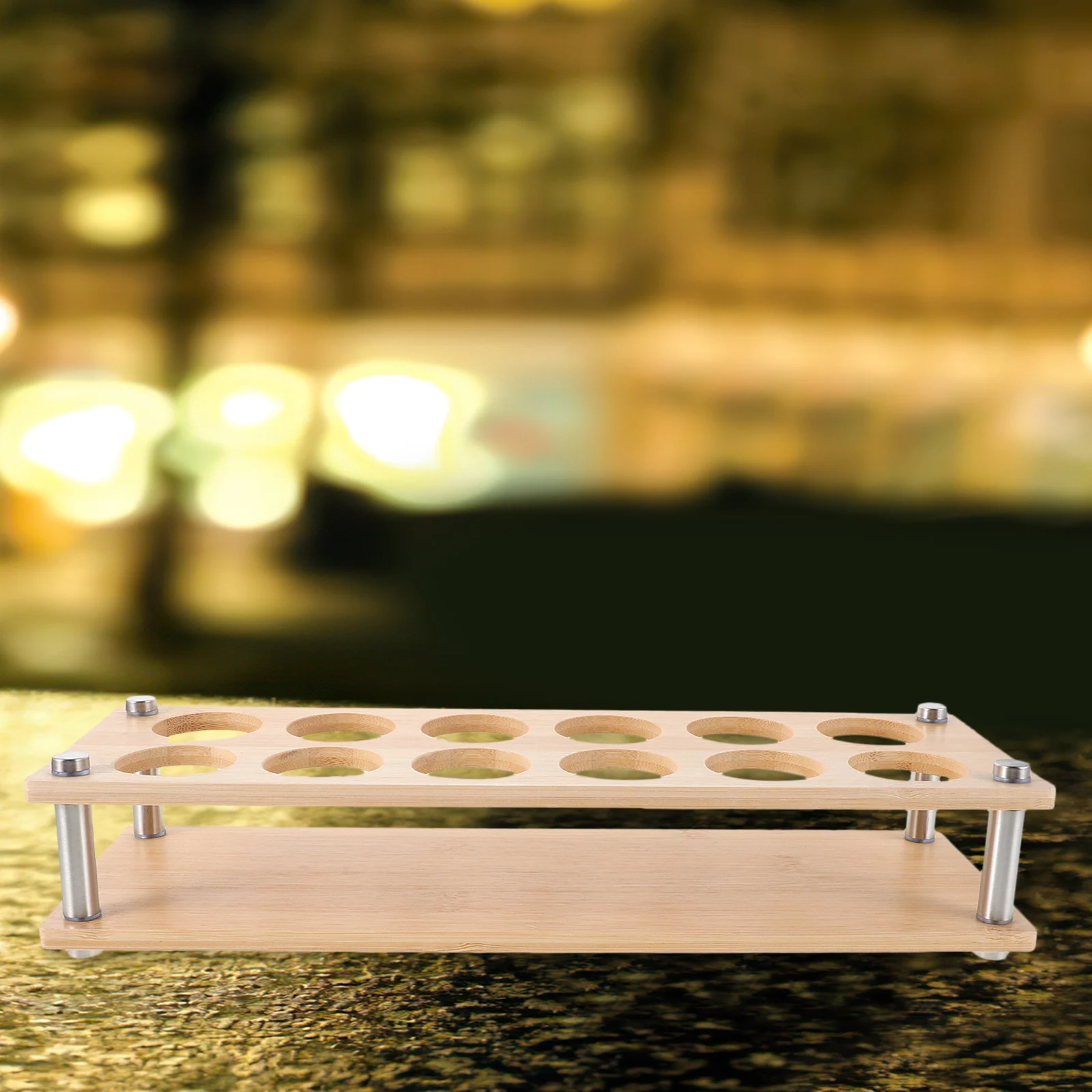

Wooden Shot Glass Holder 12 Holes Elegant Liquor Glass Rack Home Bar Kitchen Stemware Organizer Party Display Shelf