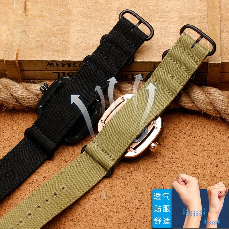 For Seven Weeks SF-T Five P Series M Series Q Series Canvas Nylon Watch Strap Waterproof Sweat-Proof Sports Watchband 26 28mm