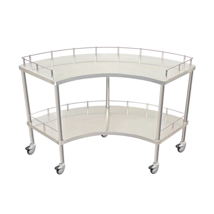 

Stainless Steel Fan-shaped Equipment Cart Stainless Steel Two-layer Instrument Cart Hospital Stainless Steel Medical Cart