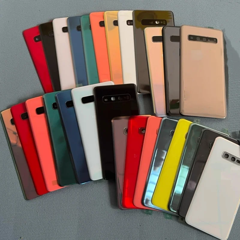 กระจกด้านหลังแบตเตอรี่สําหรับ Samsung Galaxy S10 S10 + S10Plus S10 5G SM-G977N/B/U G9750 G9730 ฝาครอบด้านหลังอะไหล่ซ่อมประตู