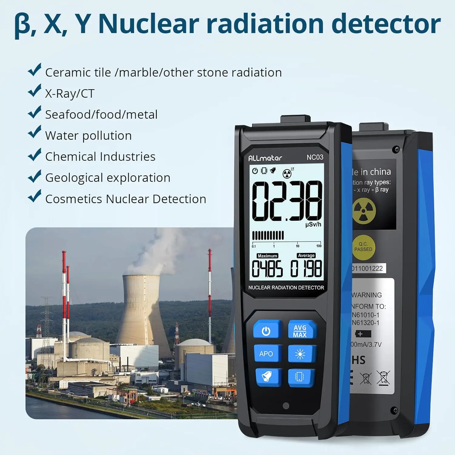 كاشف الإشعاع النووي لعداد Geiger - مقياس جرعات أنبوب GM من الدرجة الاحترافية مع بطارية قابلة لإعادة الشحن USB-C وتنبيه ثلاثي #4