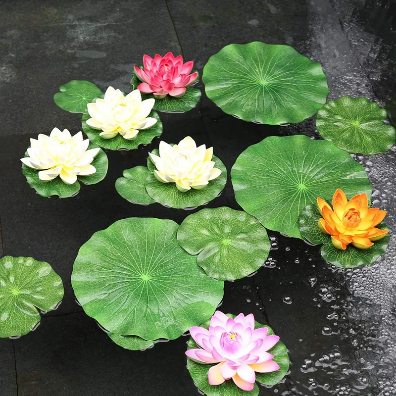 Artificial Floating Foam Lotus Leaves Decor For Pond Aquarium And Stage Realistic Lotus Foliage Green Plant For Fish Pool Decora