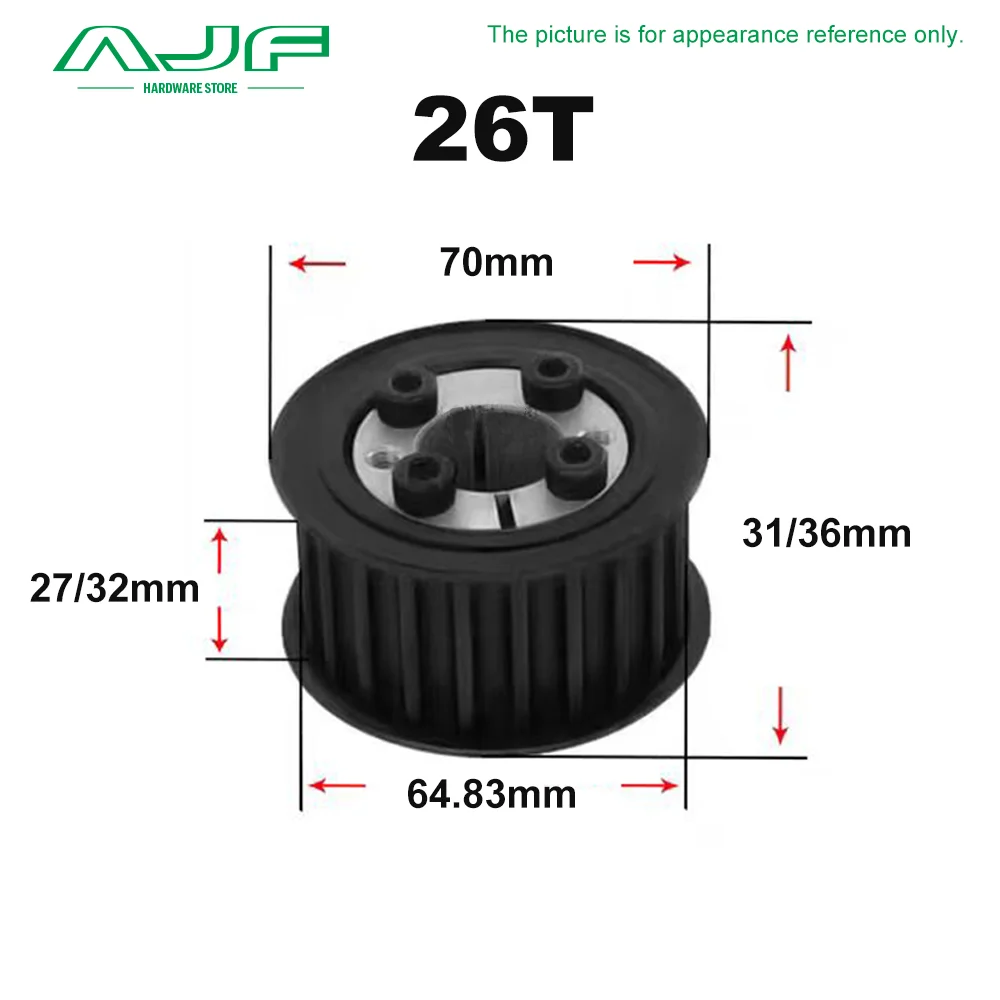 HTD 8M 20T/22T/24T/25T/26T/28T/30Teeth Timing Pulley Keyless Bushing Bore 8-30 mm 8M Synchronous Wheel For Belt Width 25/30mm