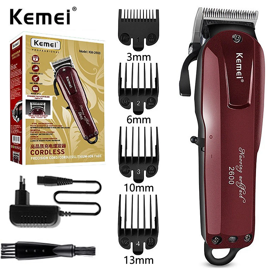 

Kemei 2600 professional hair trimmer for men adjustable beard & hair clipper electric barber hair cutting machine rechargeable