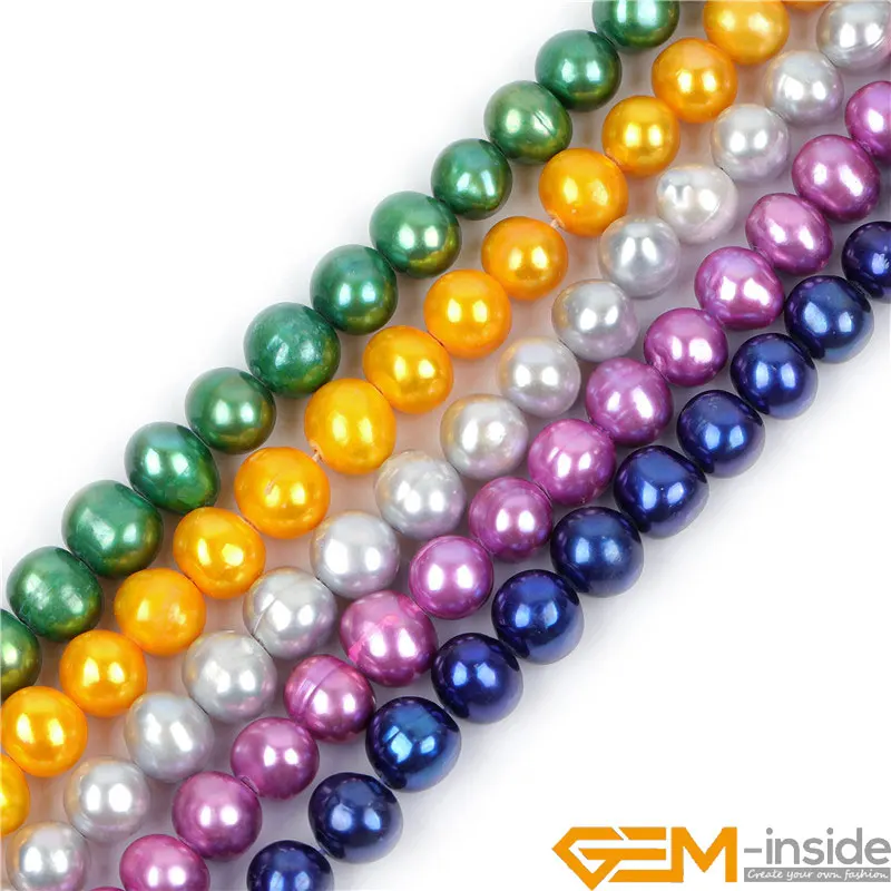 Multicolor Real Natural Freshwater Pearl Slight Screw Thread Texture Cultured Beads For Jerwelry Bracelet Necklace Crafts Making