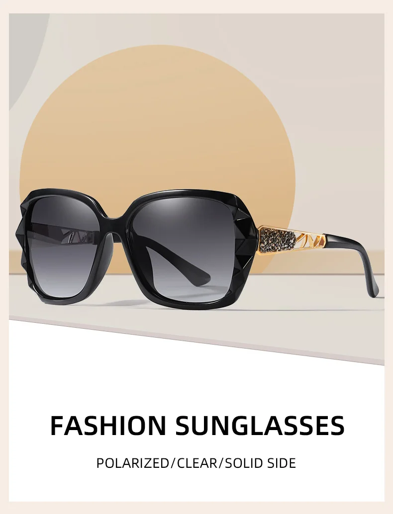BARCUR Leichte, luxuriöse und elegante Sonnenbrille im Urlaubsstil mit großer Rahmendekoration, Gesichtsform, UV-Schutz – Detail 1