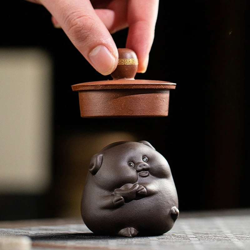 Cute Lucky Pig Zisha Tea Pet Ornament Nourishing Fortune Tea Play Tea Tray Table Tea Accessory