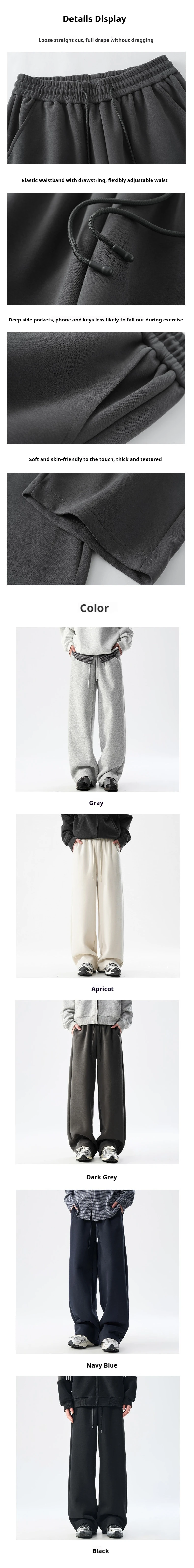 DUKEEN Herren-Jogginghose, 400 g, schweres Material, gerades Bein, Baumwollmischung, weite Passform, lässige Sporthose für Frühling und Herbst – Detail 6