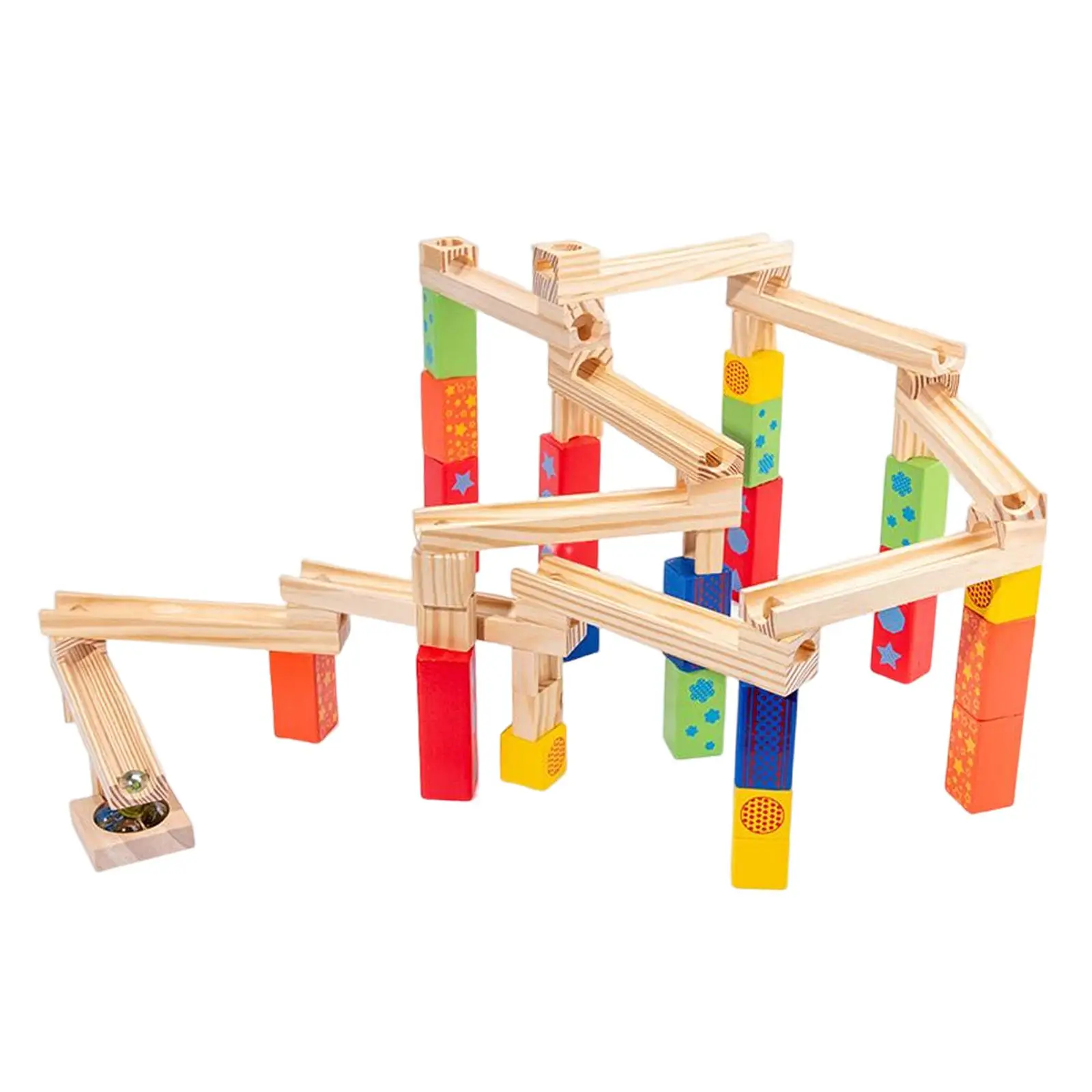 Décennie s de piste de balle en bois colorés pour enfants, blocs de construction, course en marbre, jouet STEM, apprentissage précoce, garçon et fille, 4-12 ans