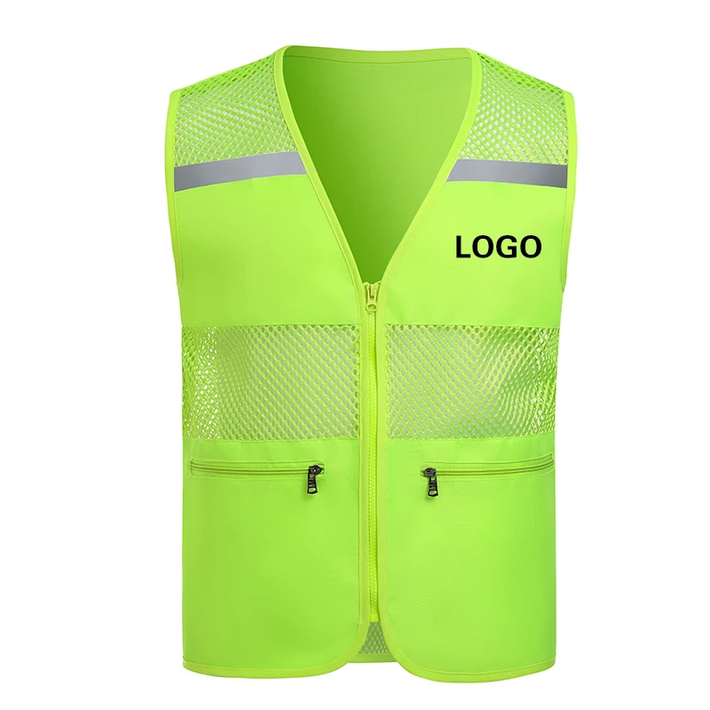 Outdoor Men Multi Pocket Reflective Vest Thin Mesh Shooting Work Construction Protective Jacket With Many Pockets With Logo