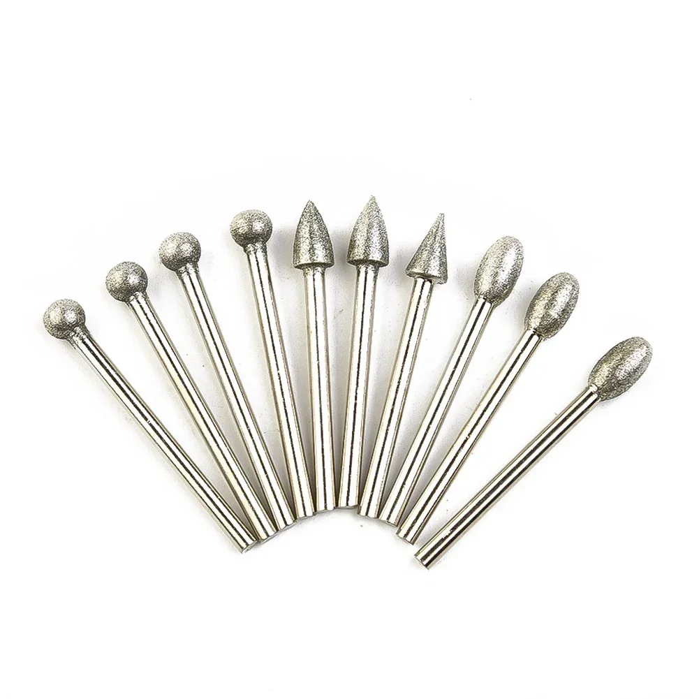 20pc Diamond Grinding Head Set Cylindrical Metal Grinding Wheel 120 Grit Electric Drill Grinding Head Stone Carving Drill Bit