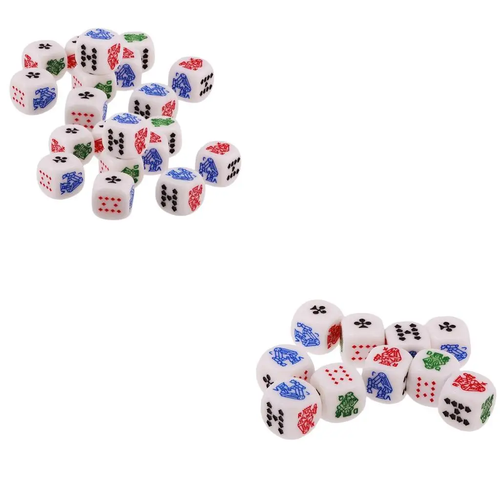 

Q39E, 10 шт., 6-сторонние игральные кости D6, игральные кубики для карточной игры, королева Джек, 16 мм, акриловые кости для