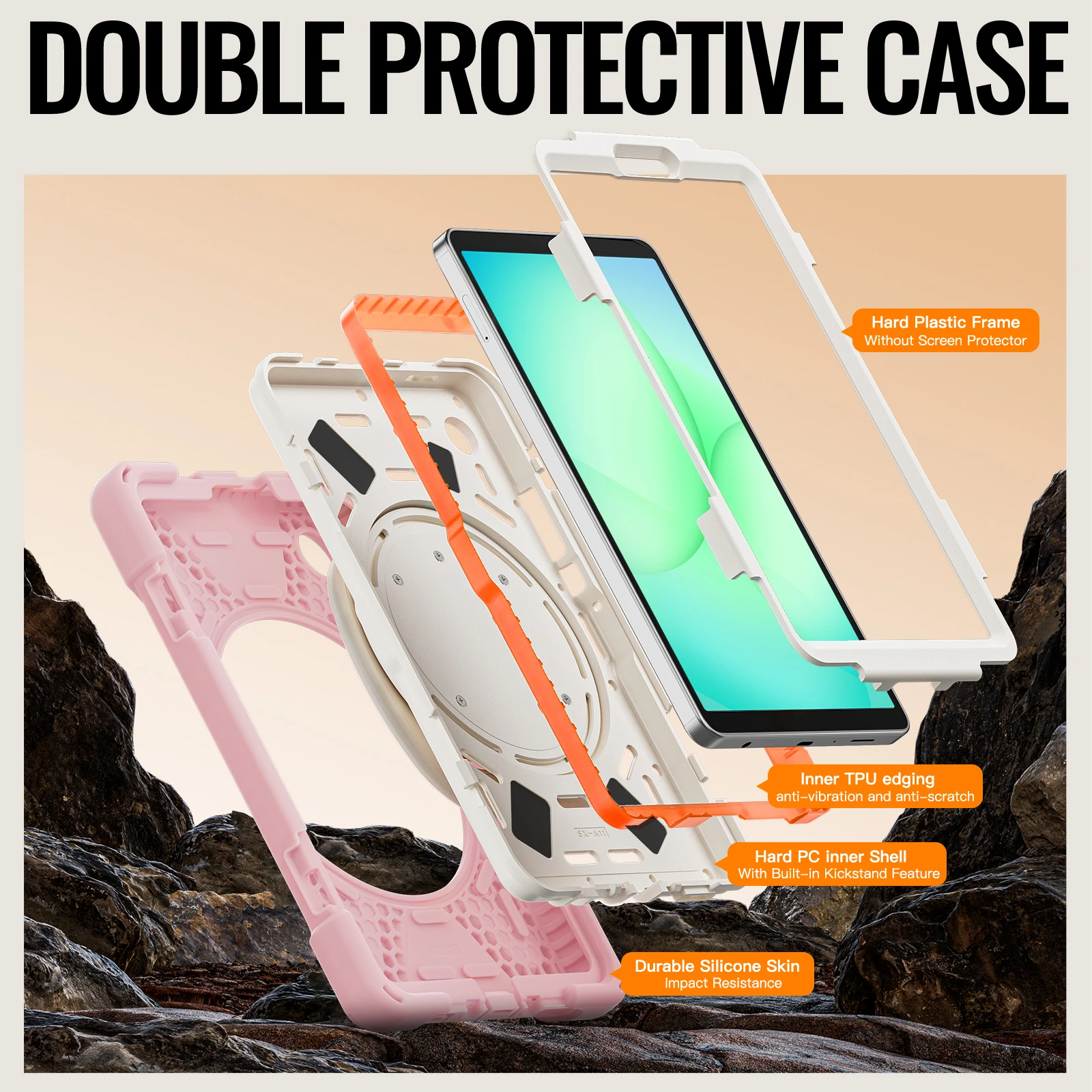 

For Samsung Galaxy Tab A11 A11+ 2025 11"8.7" With Foldable Bracket 360 degree rotate Stand Case cover with shoulder strap