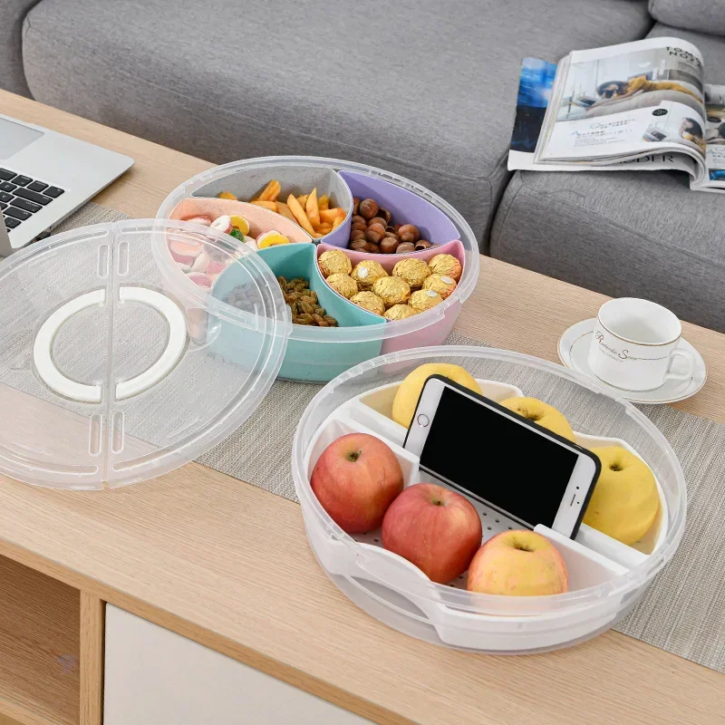 

Multi Sectional Snack Serving Tray with Lid for Nuts and Candy, Appetizer Tray with Lid, Candy and Nut Serving Container