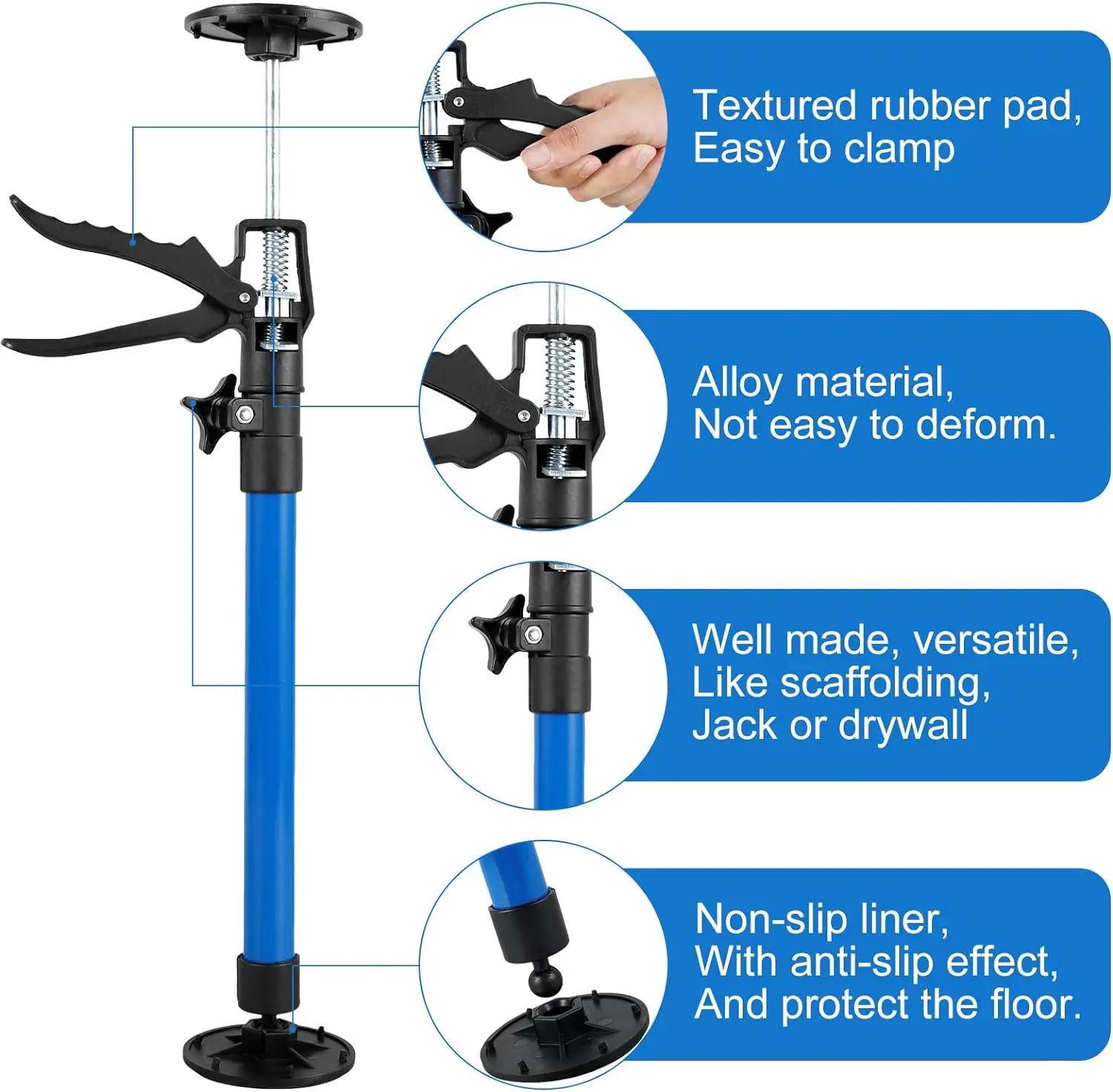 Labor-Saving Telescopic Steel Support Rod Cabinet Jack Drywall Construction Tool Extensible Non-slip Hand Lifting Jack Too