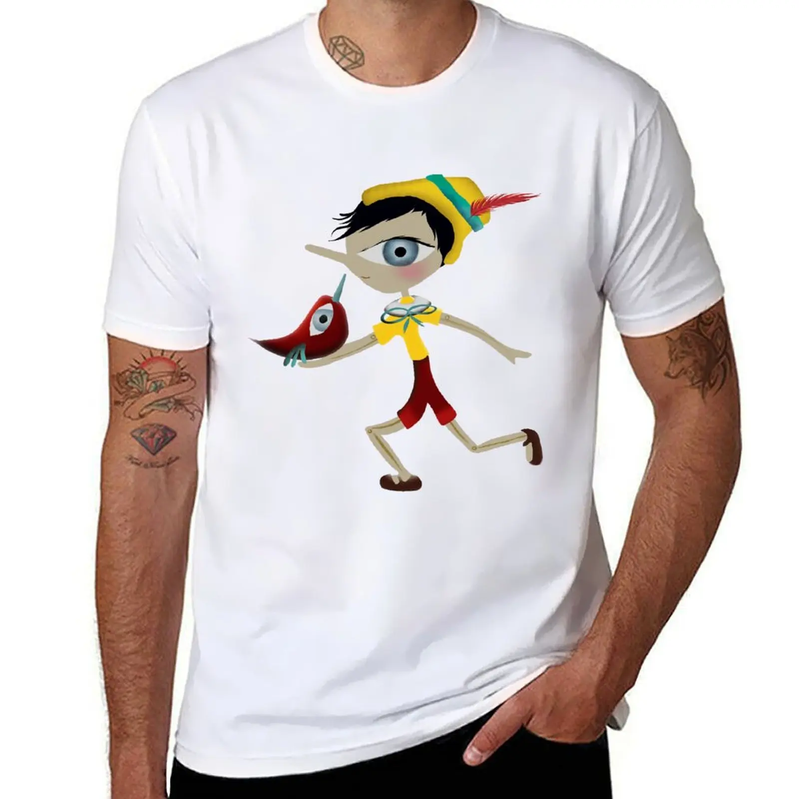 Camiseta Pinocchio, camiseta informal de estilo laboral