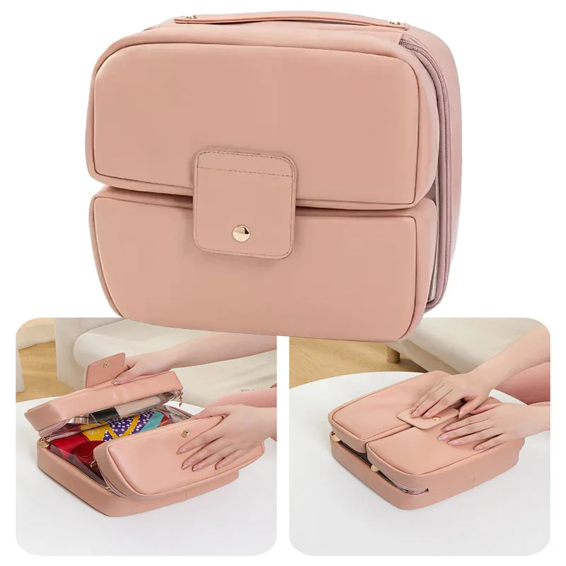 Pennelli per trucco pieghevoli portatili Strumenti cosmetici Organizzatore Borsa per cosmetici con scomparti multipli Custodia per articoli da toilette da viaggio