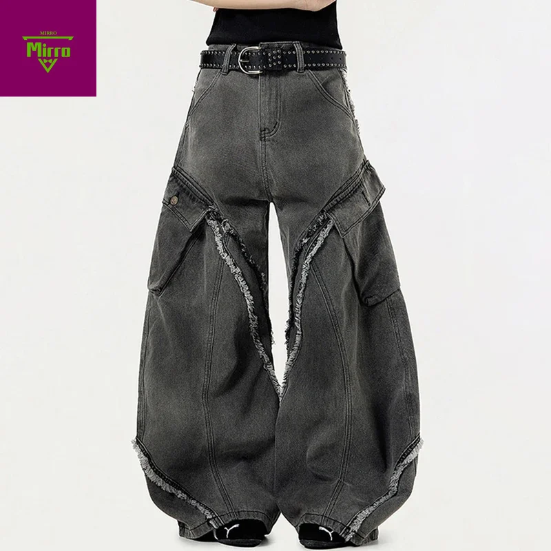 

Vintage Harajuku Y2K Jeans Streetwear Hip Hop Baggy Jeans Loose White Leg Denim Pants Unisex
