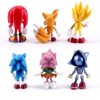 Set Mini Cute 6pcs Sonic PVC Character Toy Hedgehog Shadow Tail Figure Model Dolls Children Animal Toy Birthday Gift 6-7cm